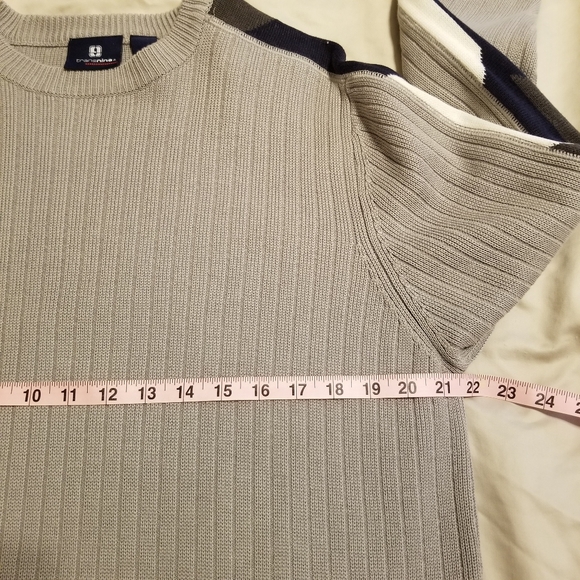 Vintage Transnine Ribbed Cotton Blend Knit Arm Stripe Crewneck Pull-On Sweater - Picture 10 of 11